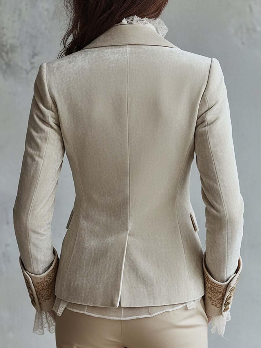 Constanza | Blazer Sastre Bordado Marfil