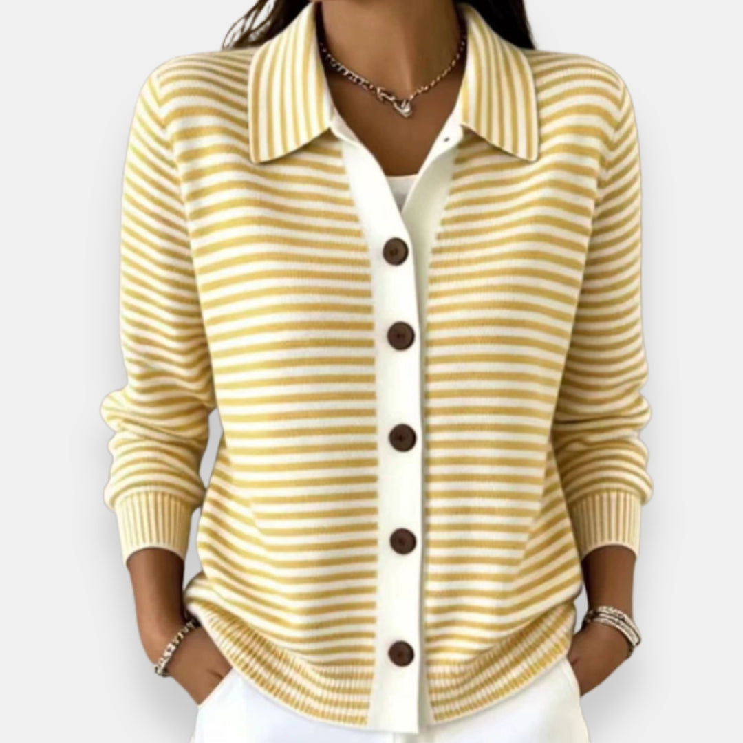 Pilar | Chaqueta de Punto a Rayas con Botonadura
