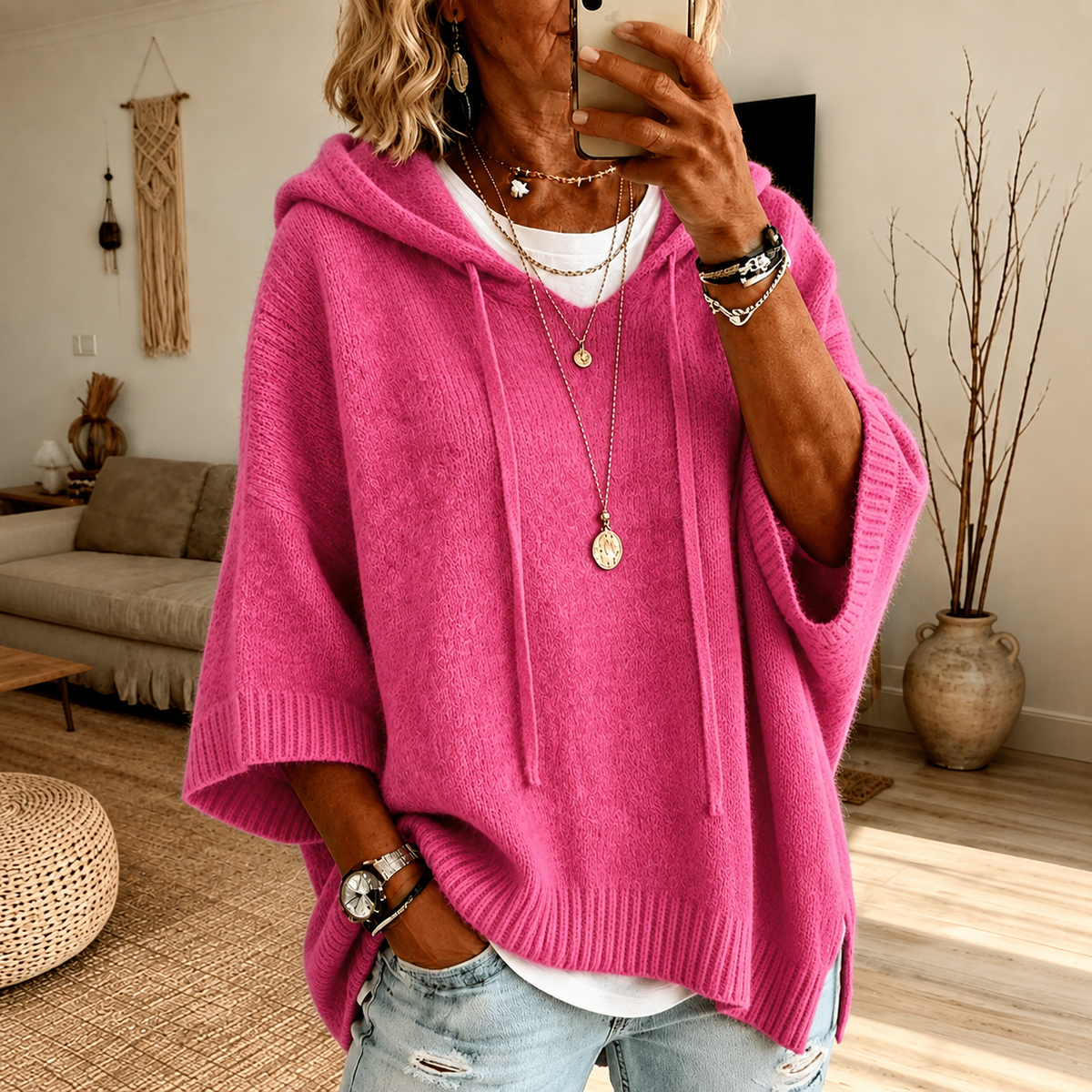 Puri | Jersey Poncho Rosa