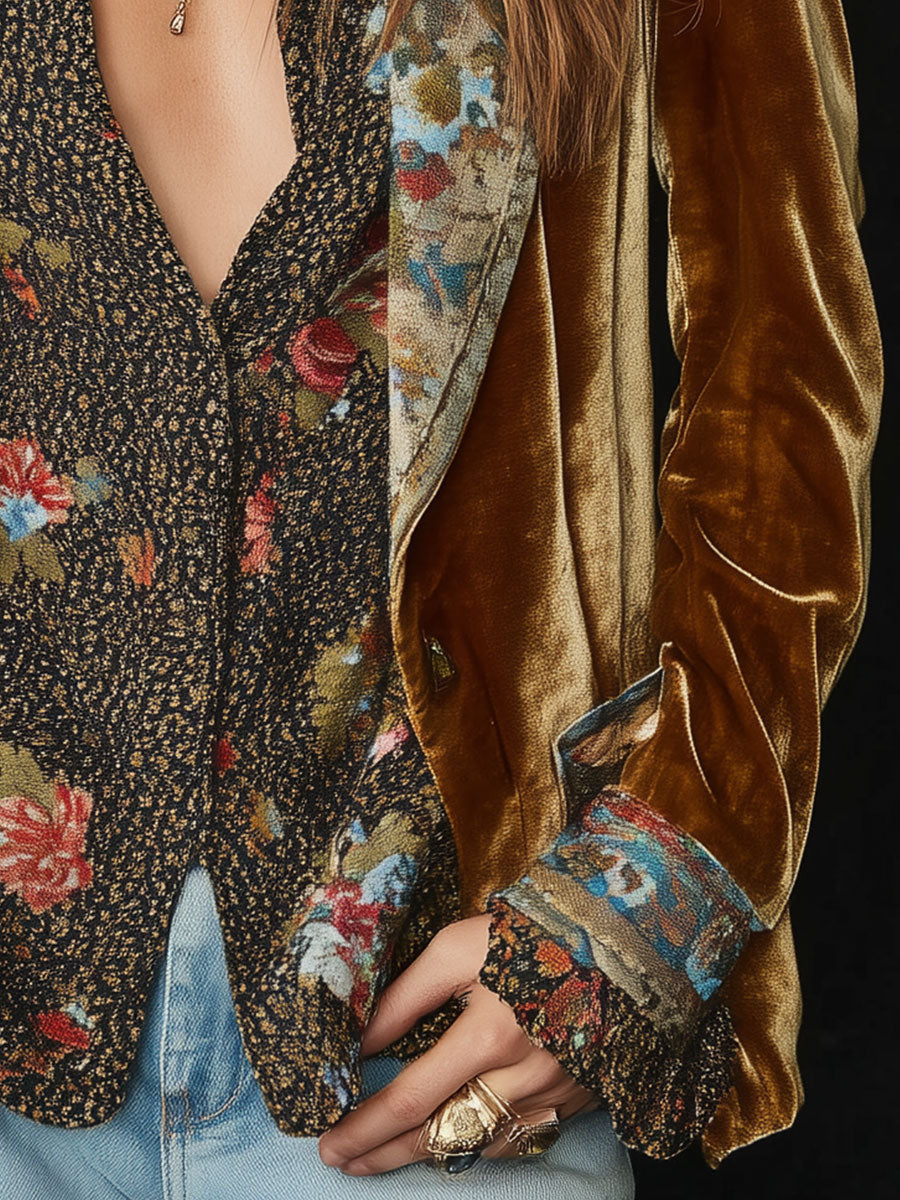 Martina | Blazer Patchwork con Estampado Floral Vintage