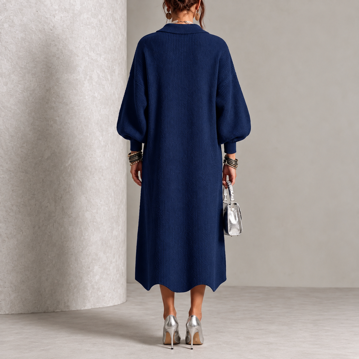 Rocío | Vestido de Punto con Botonadura Elegante