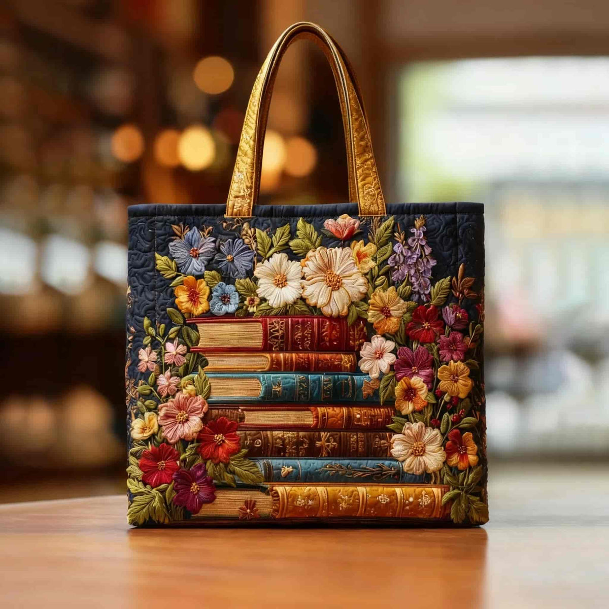 Grizelda™ | Bolso Tote Acolchado Libros en Flor