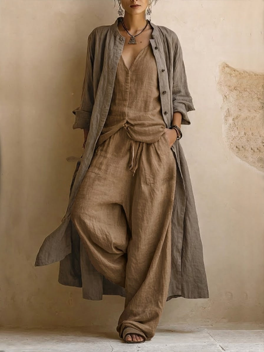 Amelia™ | Conjunto de Tres Piezas con Chaqueta Larga