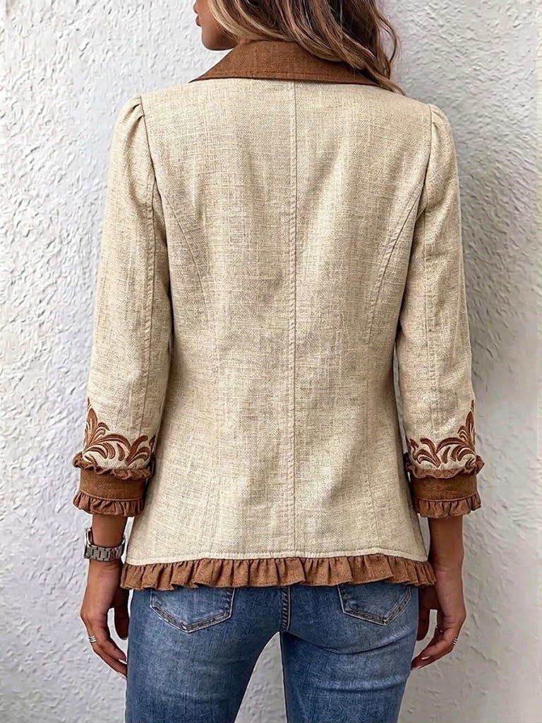 Pilar | Chaqueta Floral Bordada con Volantes