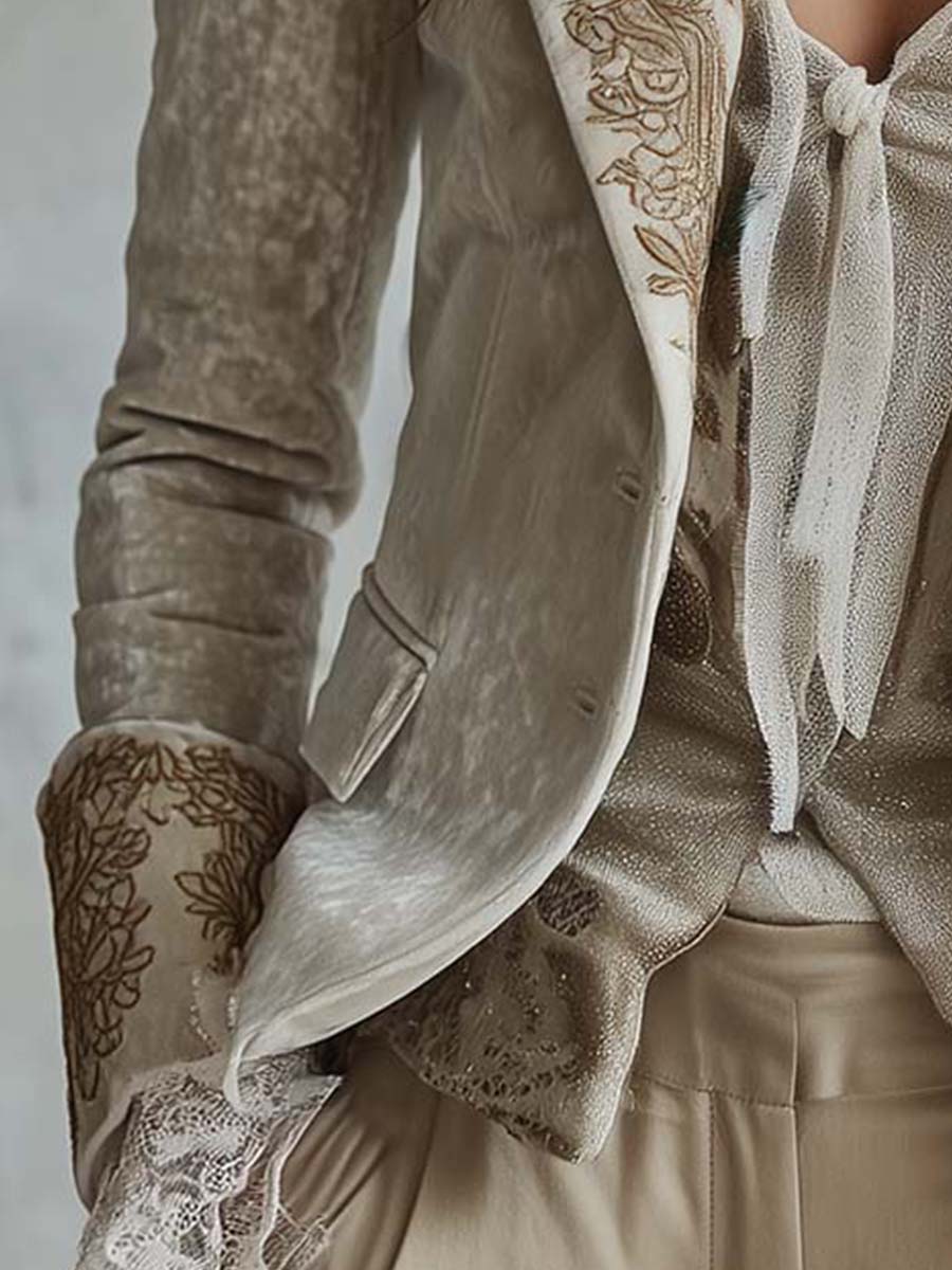 Constanza | Blazer Sastre Bordado Marfil