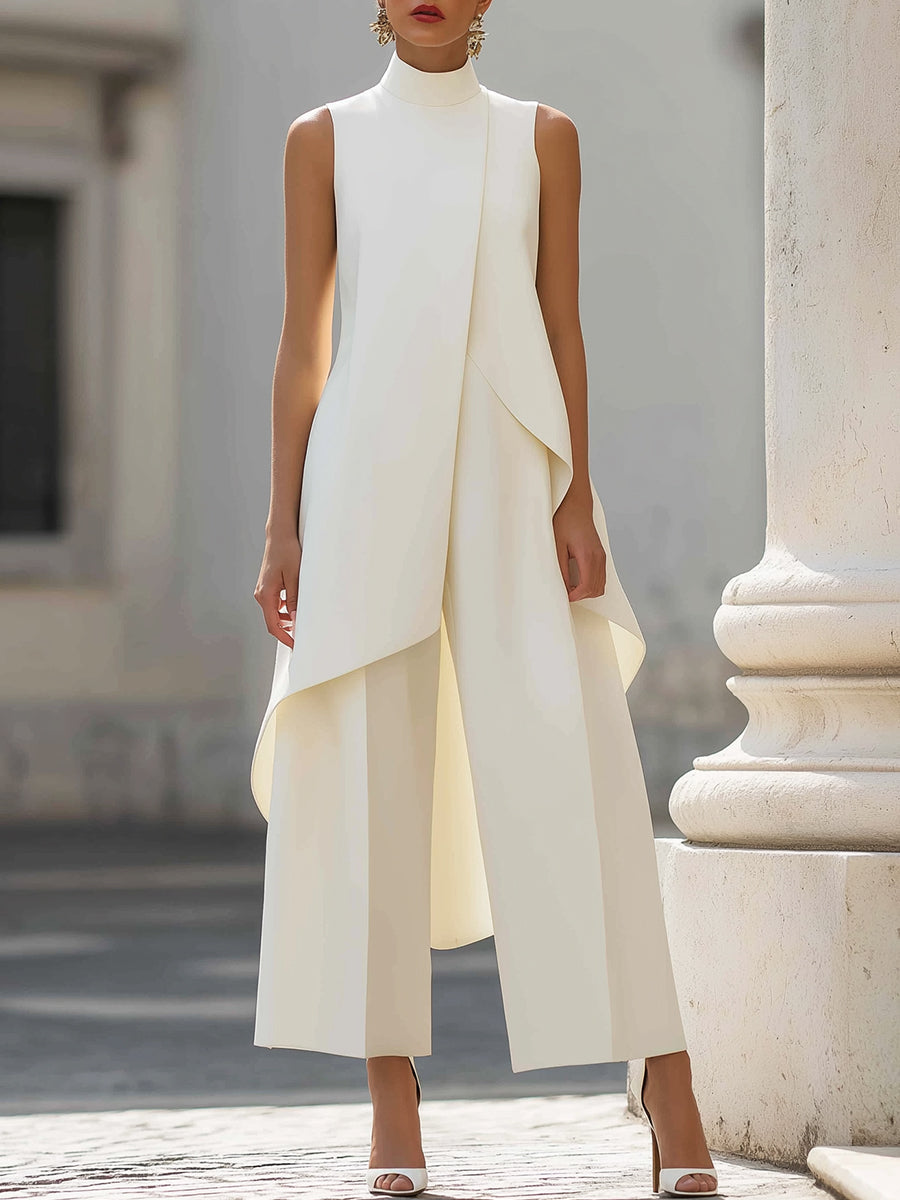 Celia | Mono Largo de Pierna Ancha con Cuello Alto