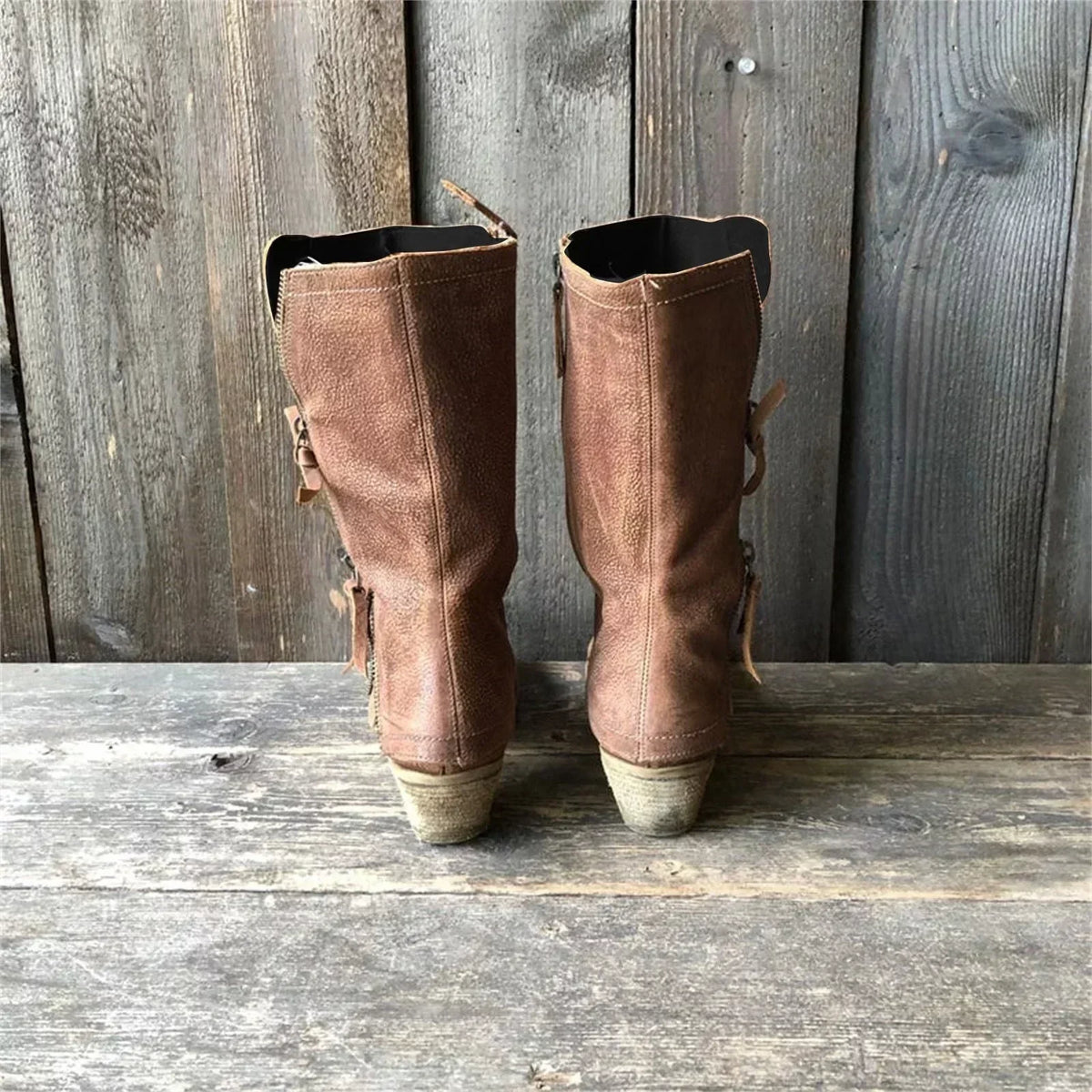 Carola | Botas de Cuero para el Otoño en Color Topo