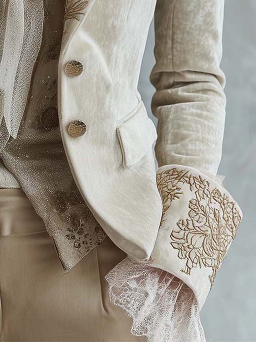 Constanza | Blazer Sastre Bordado Marfil