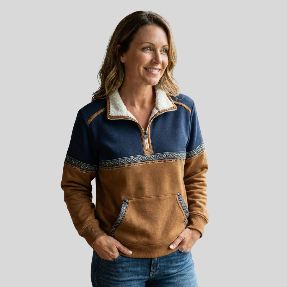 Chari | Sudadera Bicolor con Cuello de Borreguito
