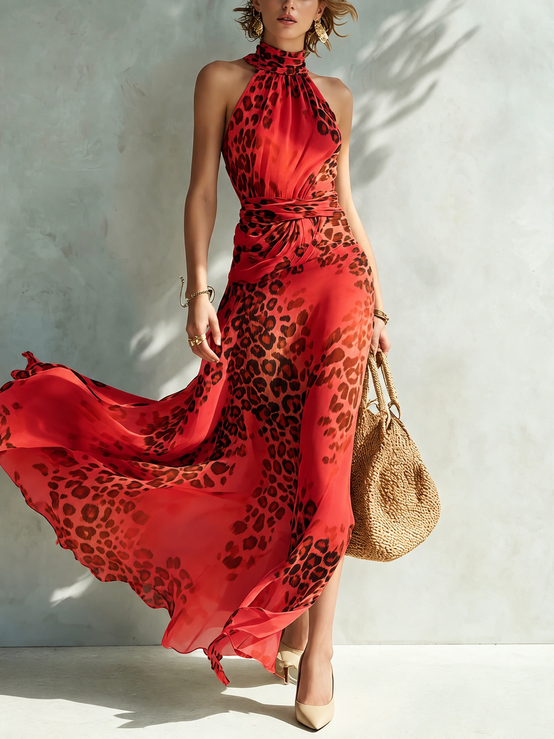 Daniela | Vestido Maxi Animal Print con Espalda Abierta