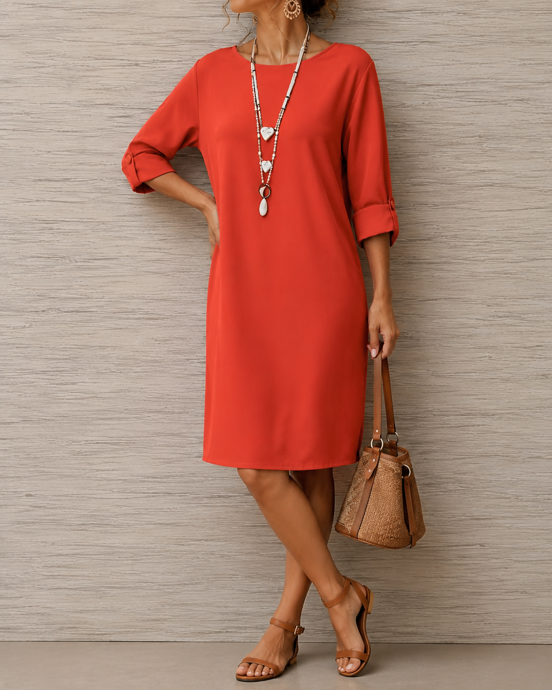 Marta| Vestido Midi Fluido con Efecto Vientre Plano