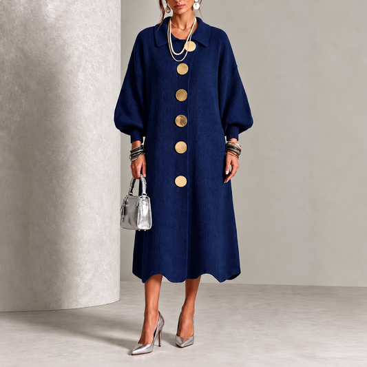 Rocío | Vestido de Punto con Botonadura Elegante