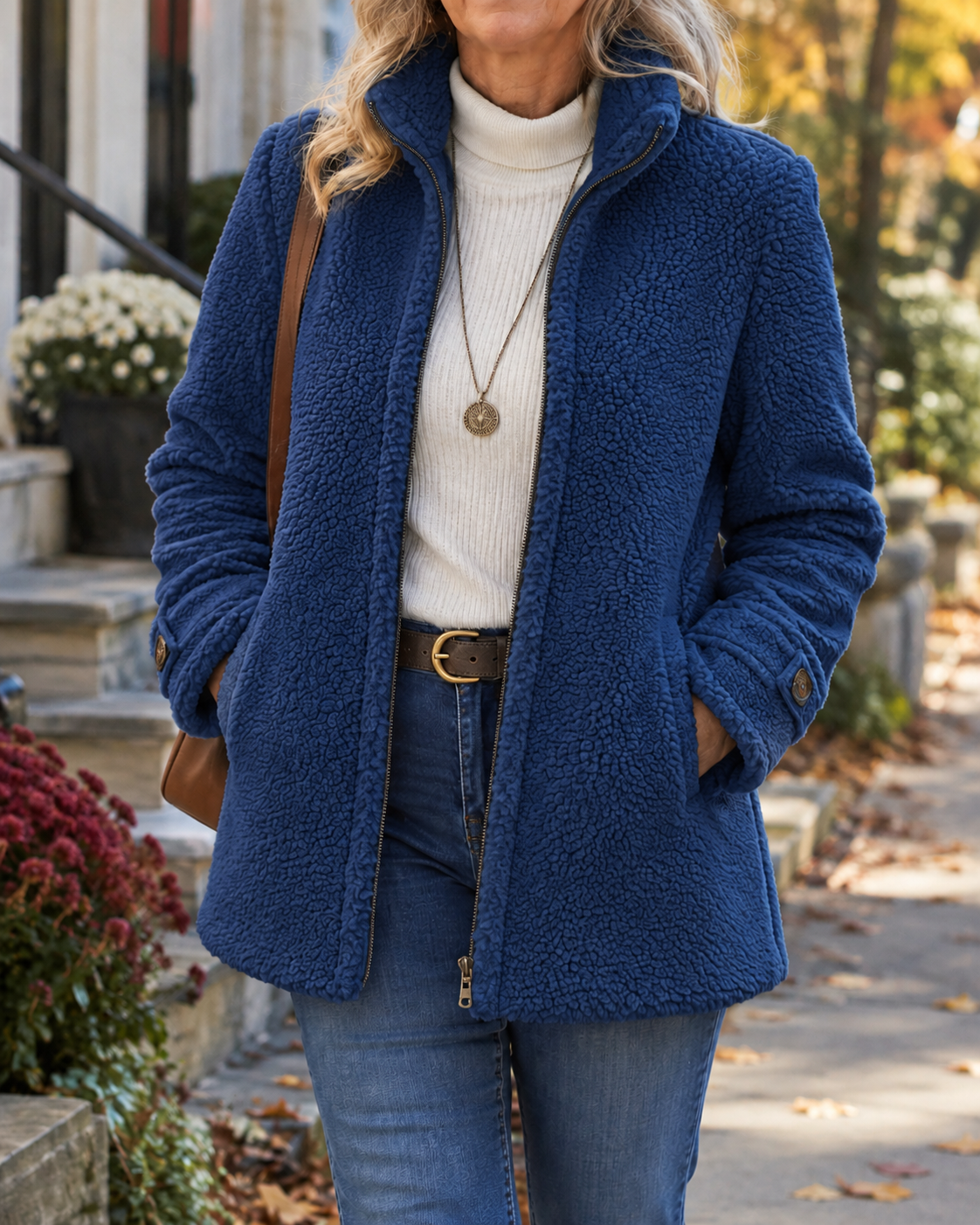 Begoña | Chaqueta Texturizada de Cuello Alto con Cremallera