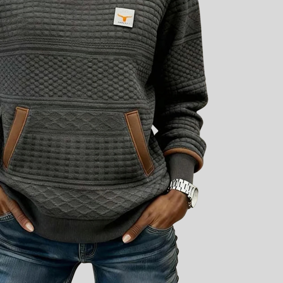 Fina | Sudadera Texturizada con Bolsillo Canguro