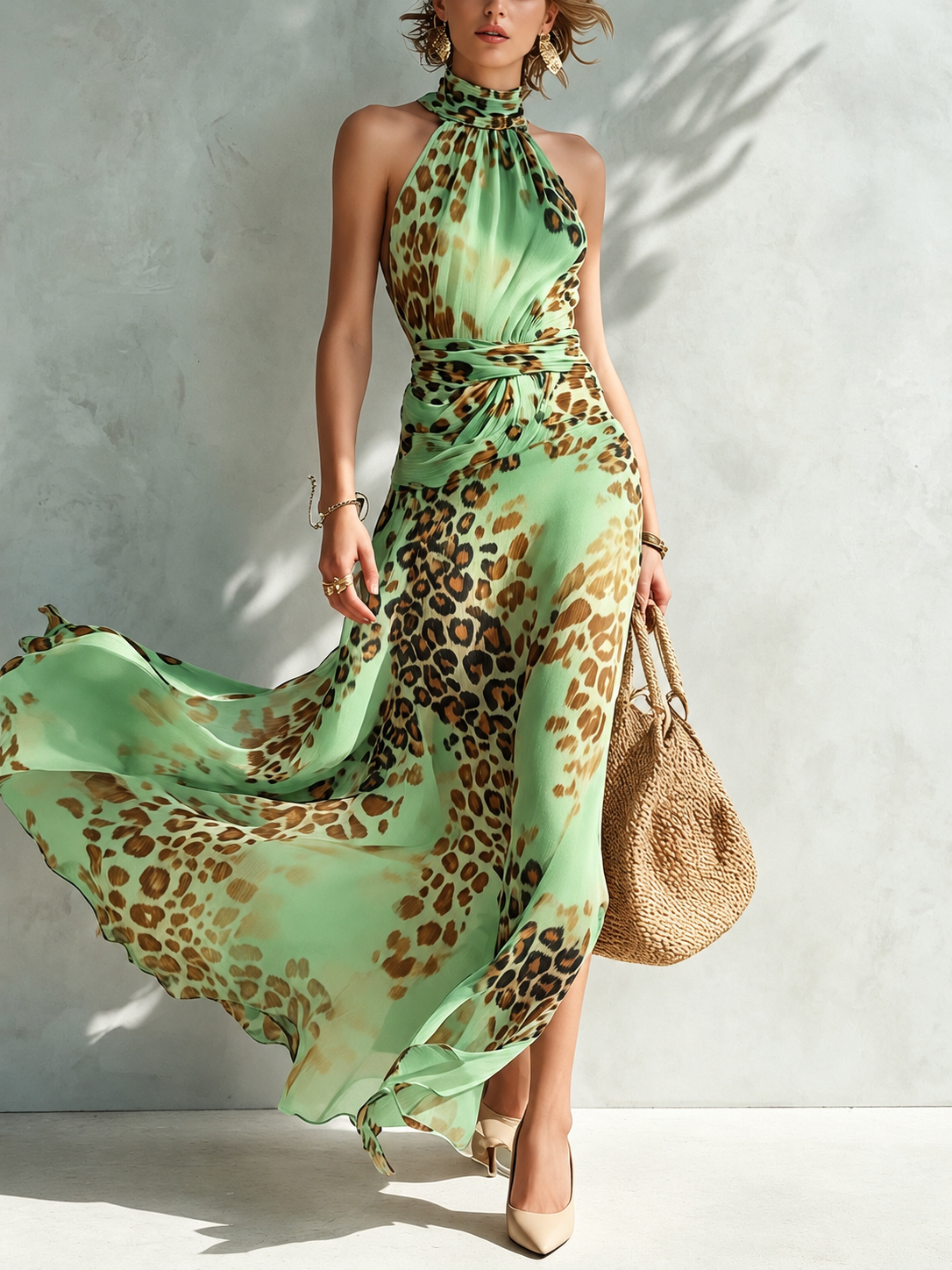 Daniela | Vestido Maxi Animal Print con Espalda Abierta