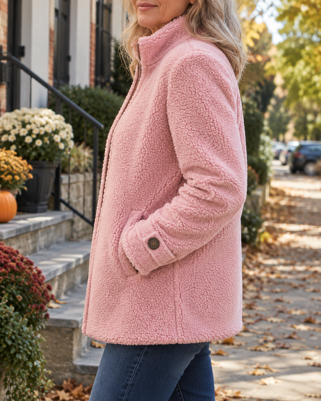 Begoña | Chaqueta Texturizada de Cuello Alto con Cremallera