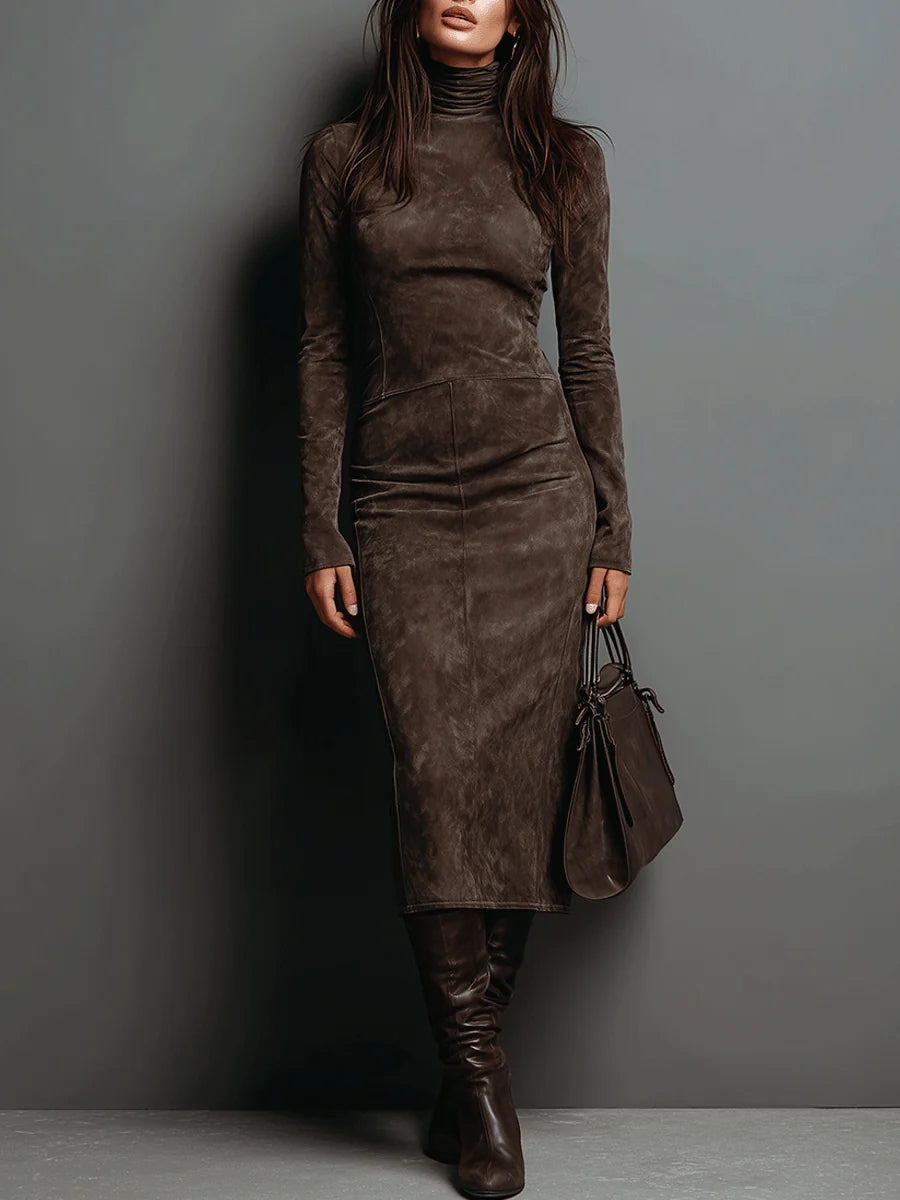 Covadonga | Vestido Midi Entallado de Cuello Alto
