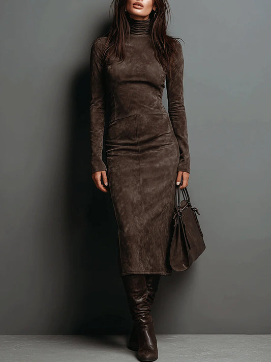 Covadonga | Vestido Midi Entallado de Cuello Alto