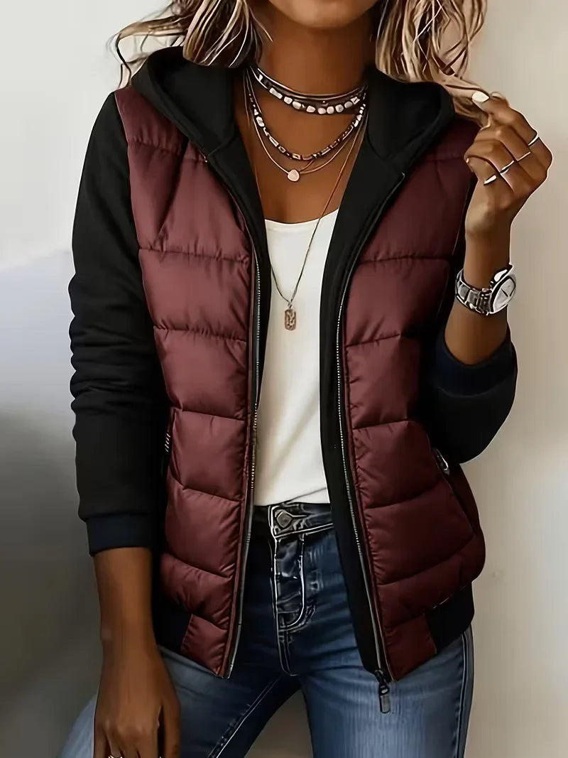 Nati | Chaqueta Acolchada con Capucha y Bloques de Color
