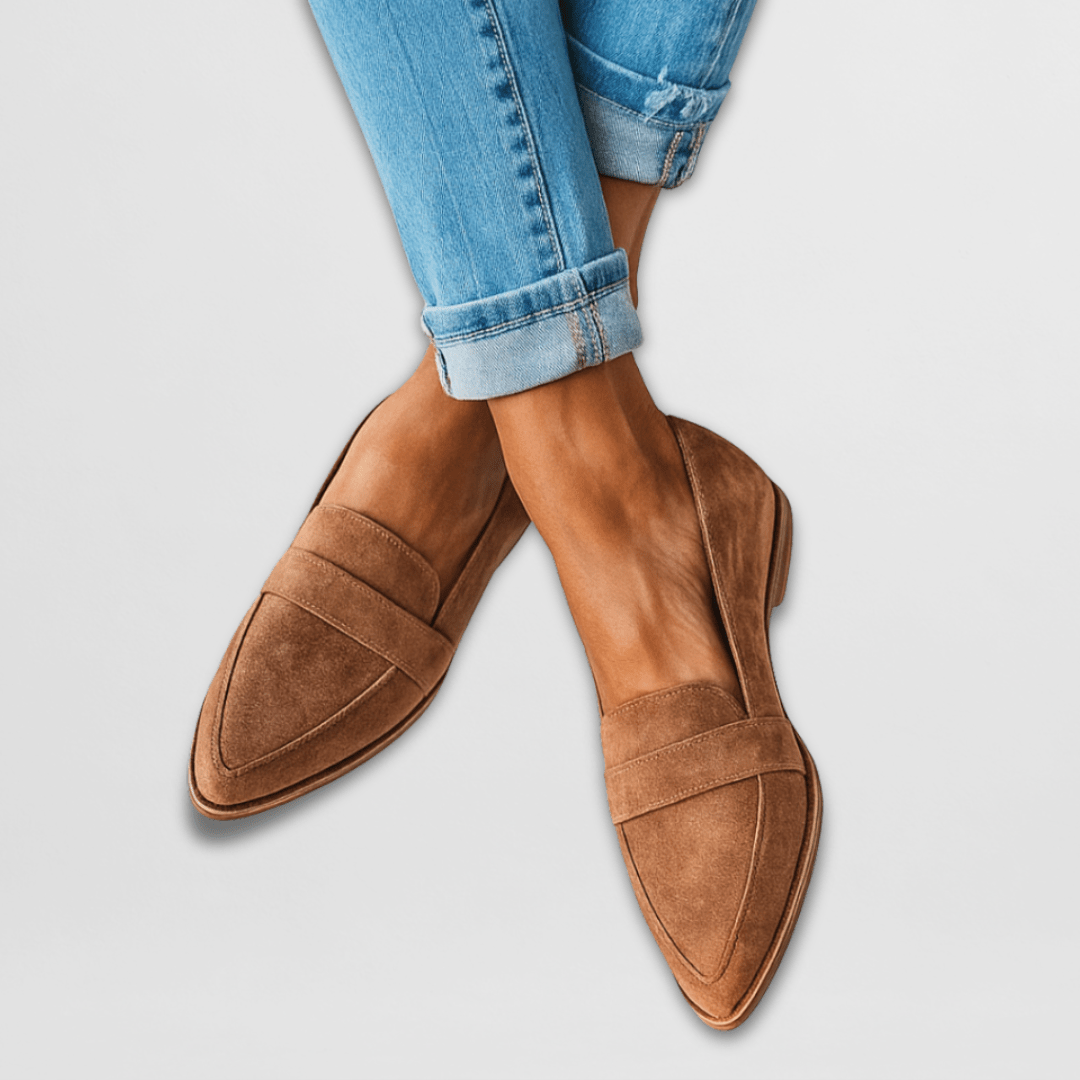 Teodora | Mocasines de Ante Suave con Tacón Bajo