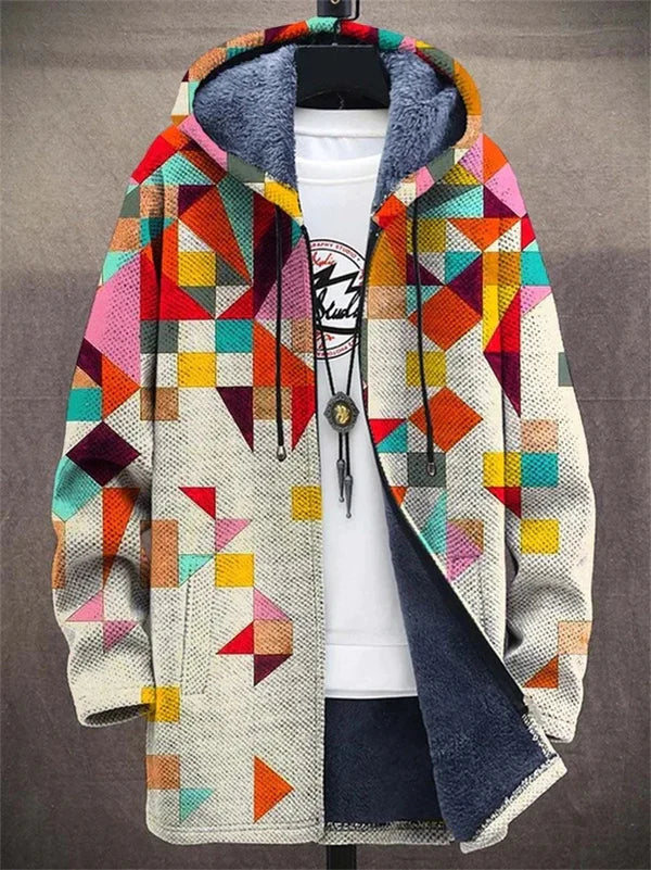 Sara | Chaqueta Forrada con Capucha y Estampado Artístico