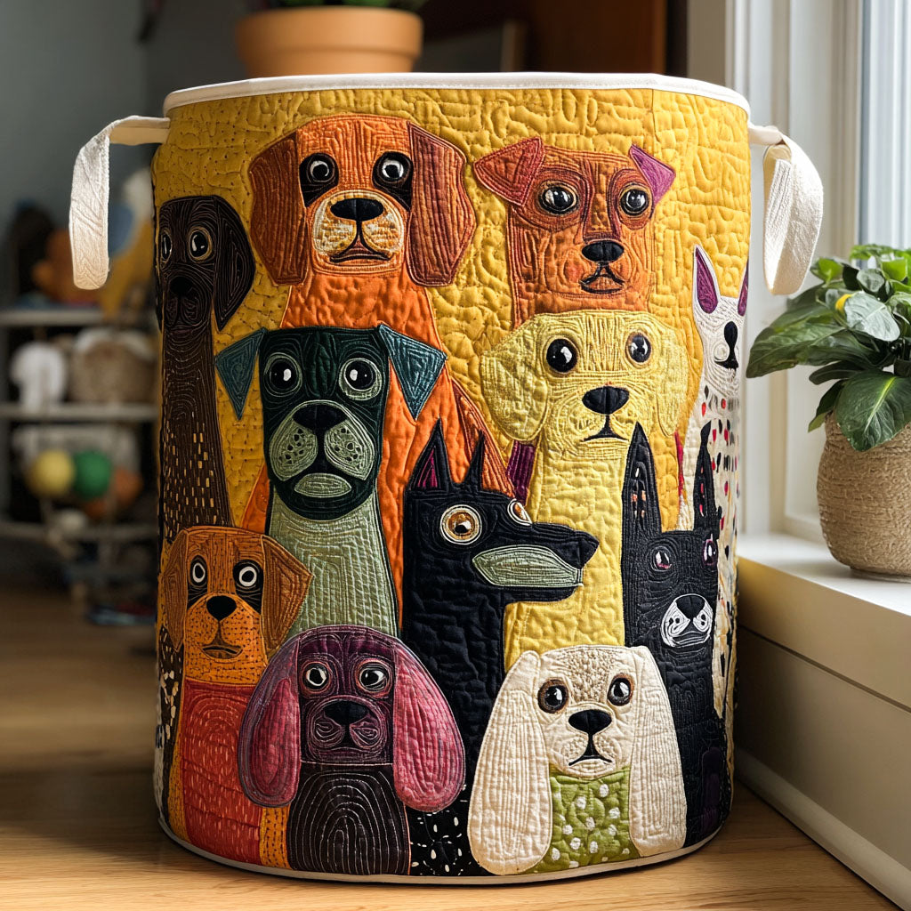 Paula™ | Cesto de Ropa Acolchado de Perritos