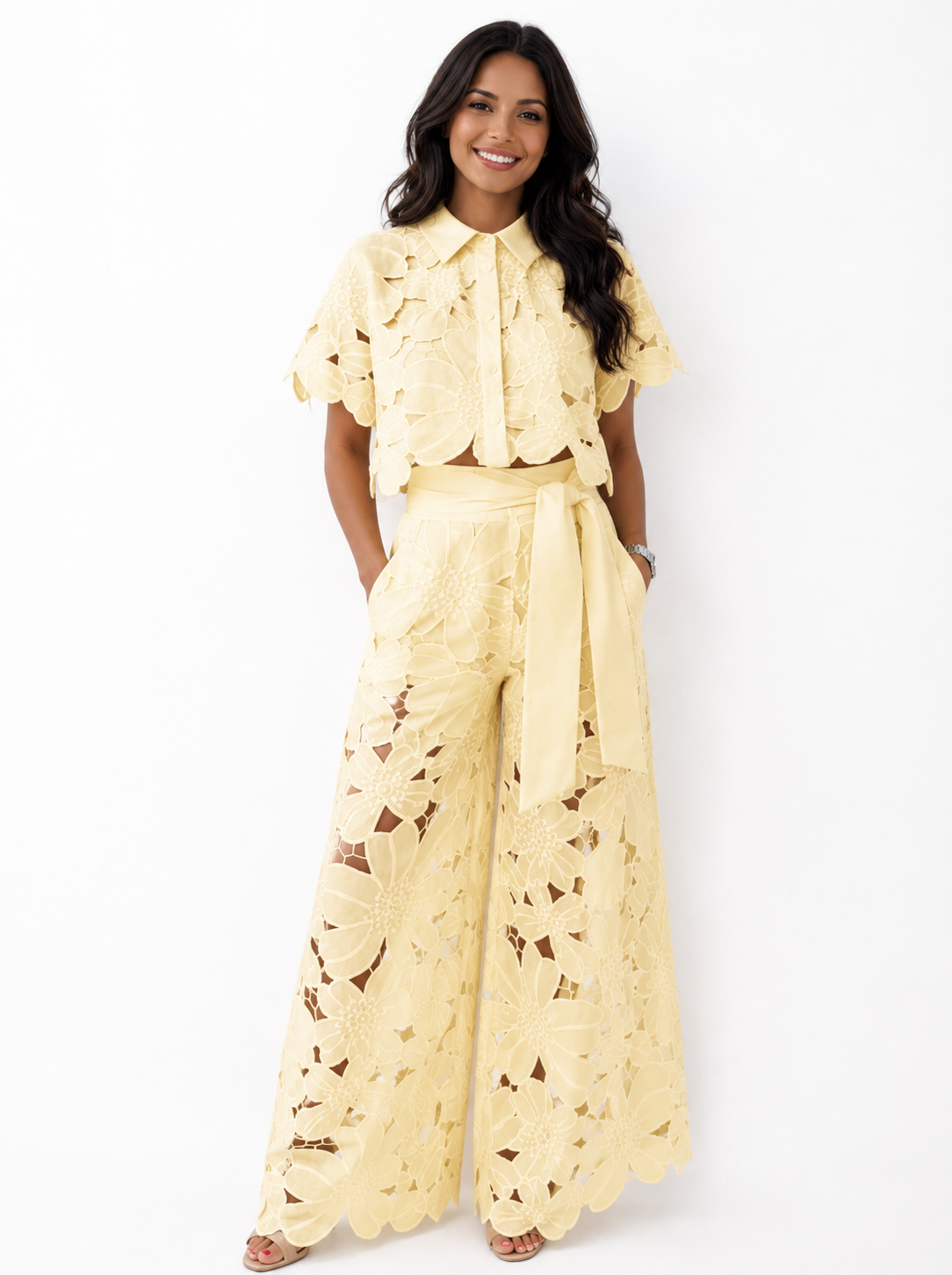 Margarita | Conjunto de Dos Piezas de Encaje Floral