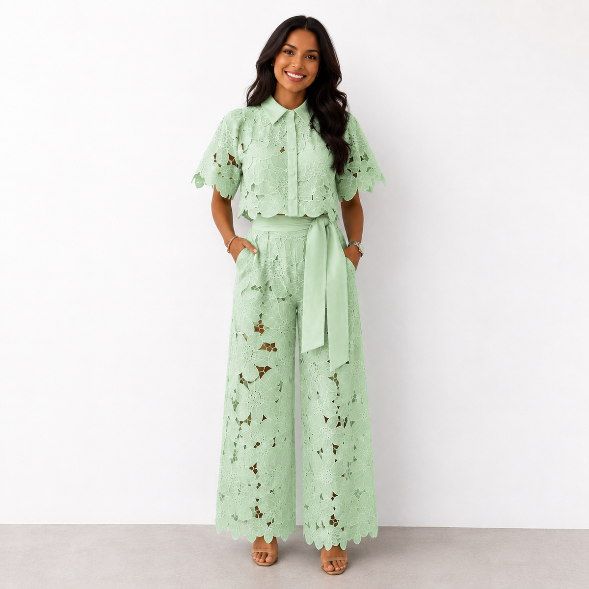 Margarita | Conjunto de Dos Piezas de Encaje Floral