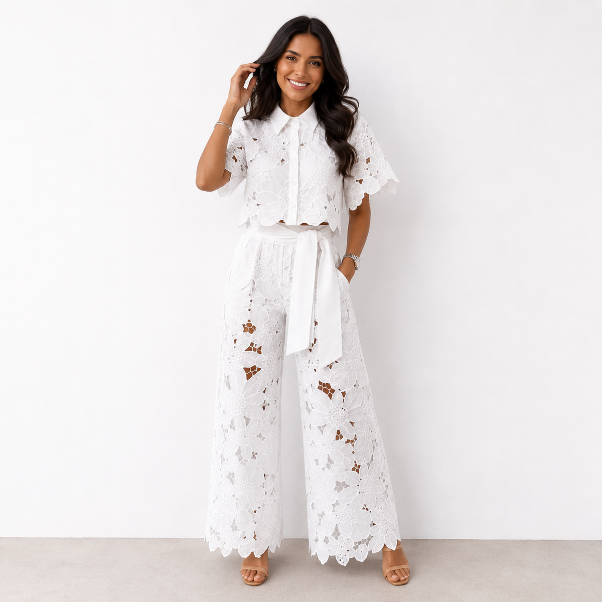 Margarita | Conjunto de Dos Piezas de Encaje Floral