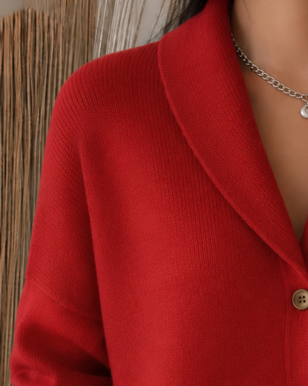 Rafaela | Chaqueta de Punto con Cuello Camisero y Botones