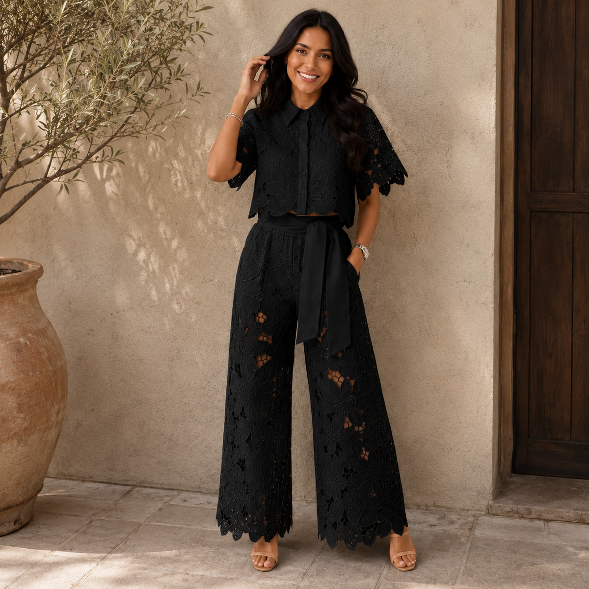Margarita | Conjunto de Dos Piezas de Encaje Floral