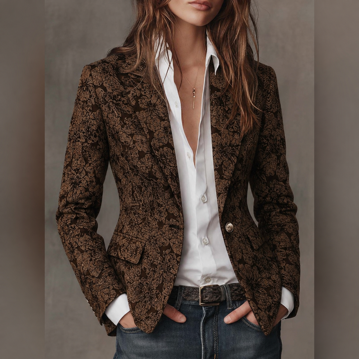 Estela | Blazer Entallado de Jacquard Cachemir