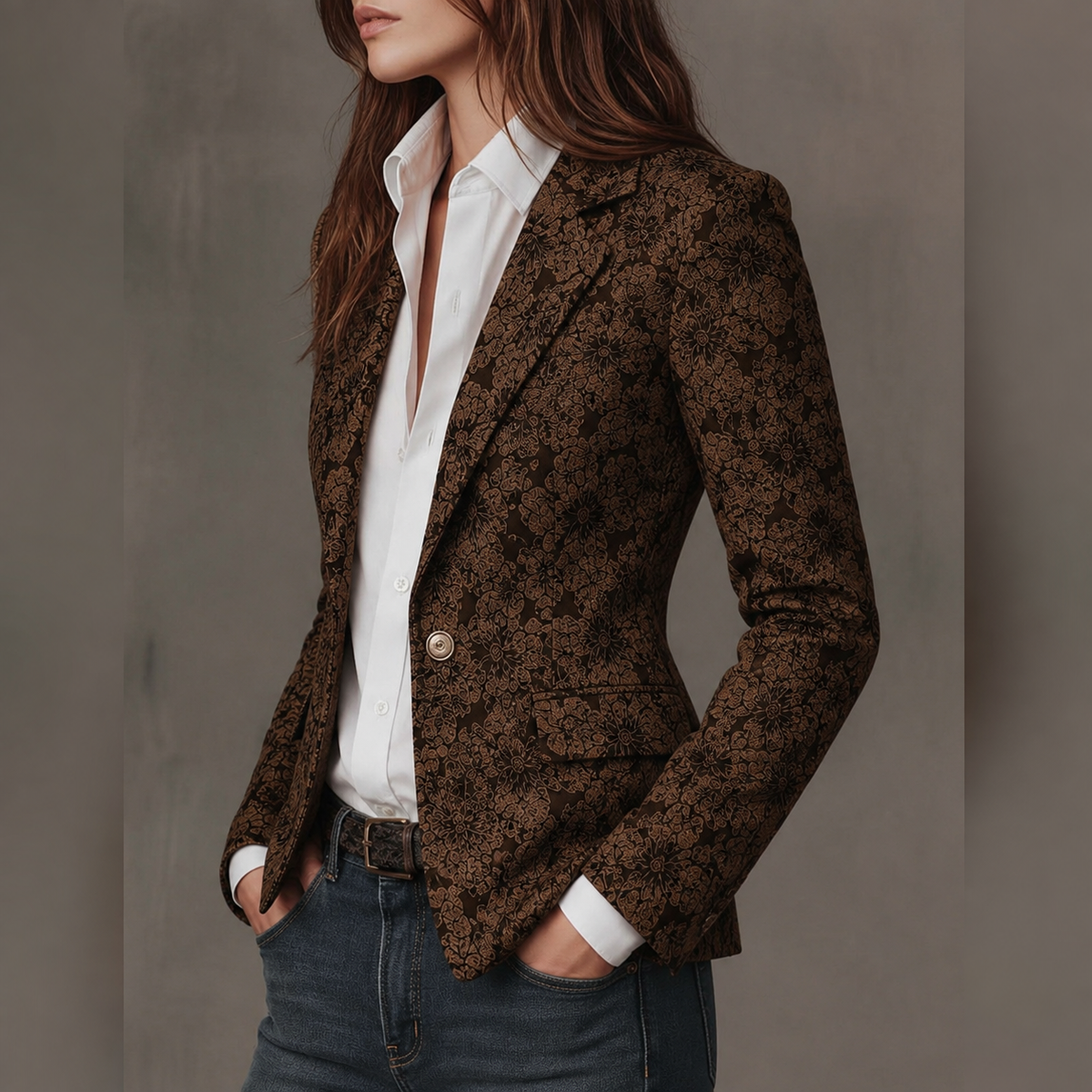 Estela | Blazer Entallado de Jacquard Cachemir