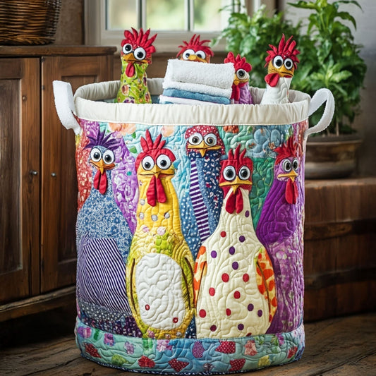Manuela™ | Cesto de Ropa Acolchado Gallinas con Estilo