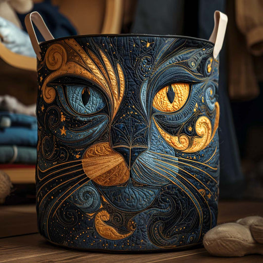 Estrella™ | Cesto de Ropa Acolchado Gato Galáctico