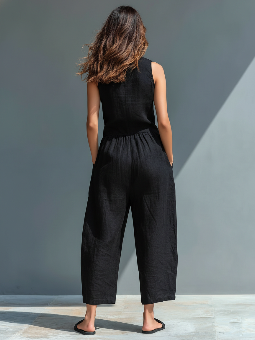 Araceli | Mono Elegante de Lino sin Mangas