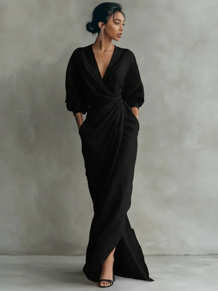 Alba | Vestido Maxi Cruzado con Escote en V