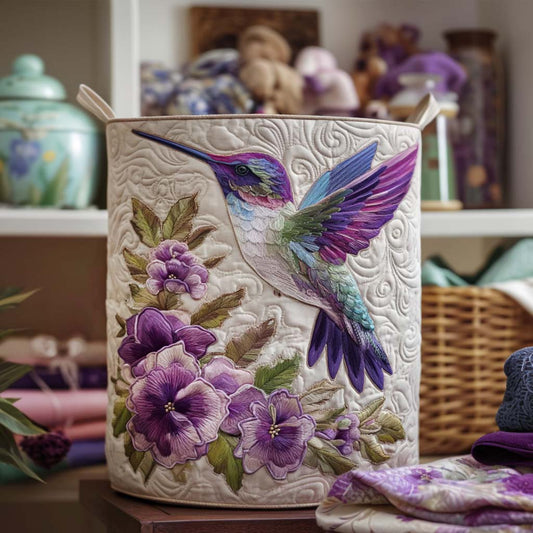 Valeria™ | Cesto de Ropa Acolchado Colibríes entre Flores