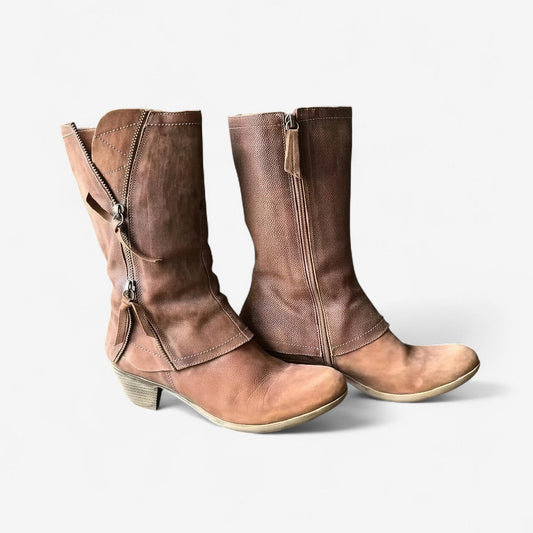 Carola | Botas de Cuero para el Otoño en Color Topo