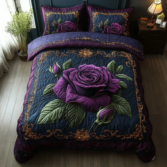 Ramona | Colcha Acolchada Rosas Moradas