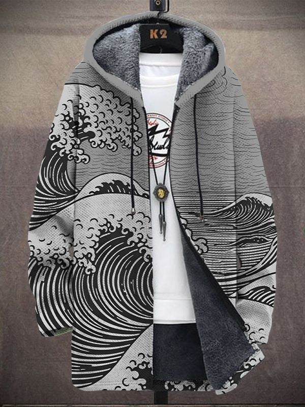Gabriela | Chaqueta con Capucha y Estampado de Olas