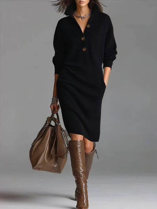 Marina | Vestido Camisero de Punto con Botones