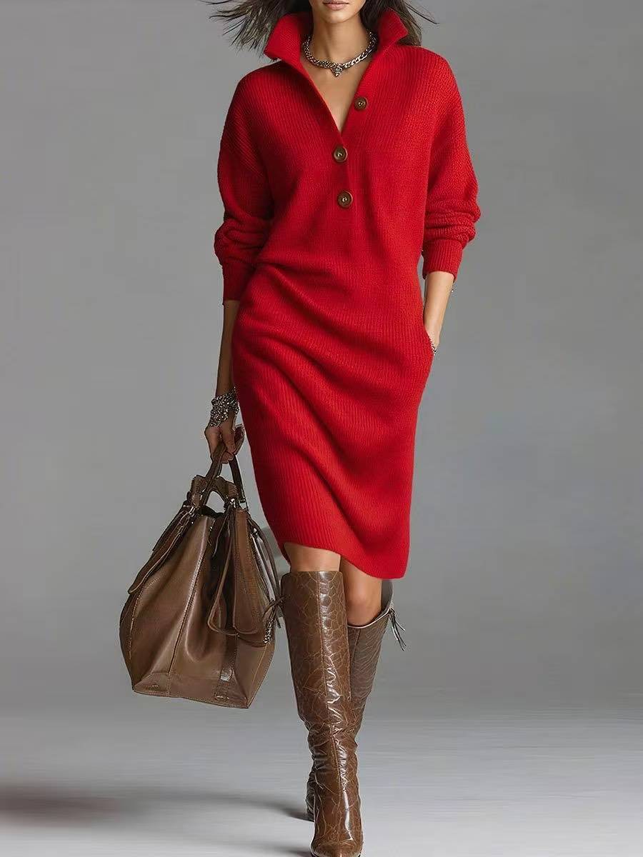 Marina | Vestido Camisero de Punto con Botones