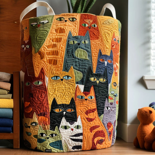 Pilar™ | Cesto de Ropa Acolchado Pandilla de Gatos