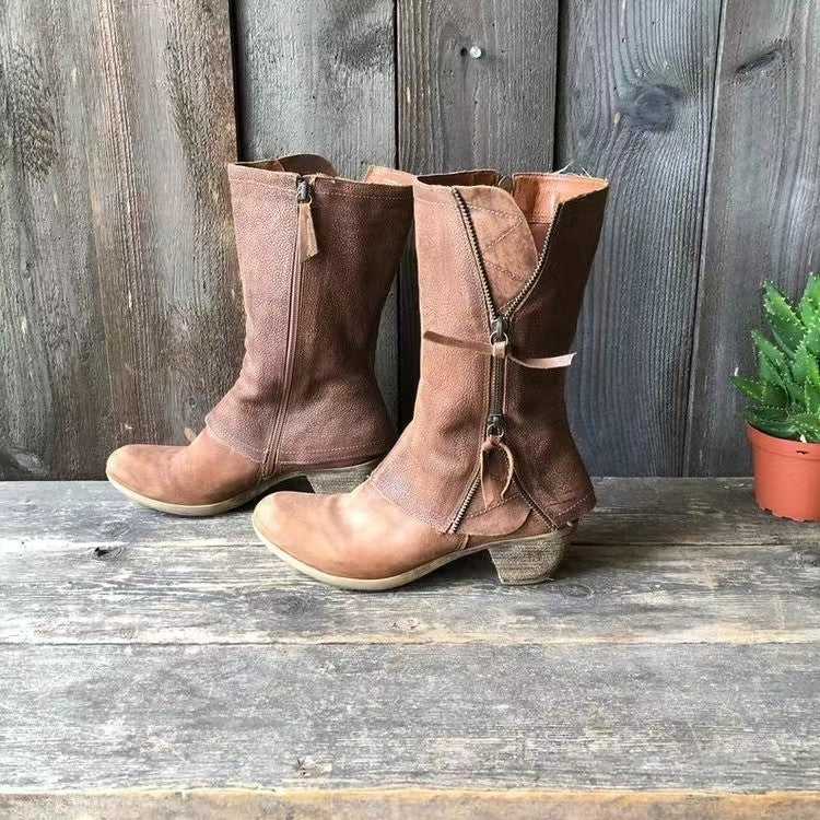 Carola | Botas de Cuero para el Otoño en Color Topo