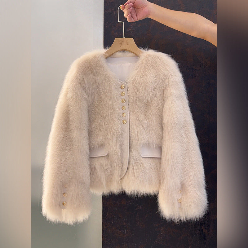 Carlota | Chaqueta Corta Efecto Pelo con Cuello Amplio