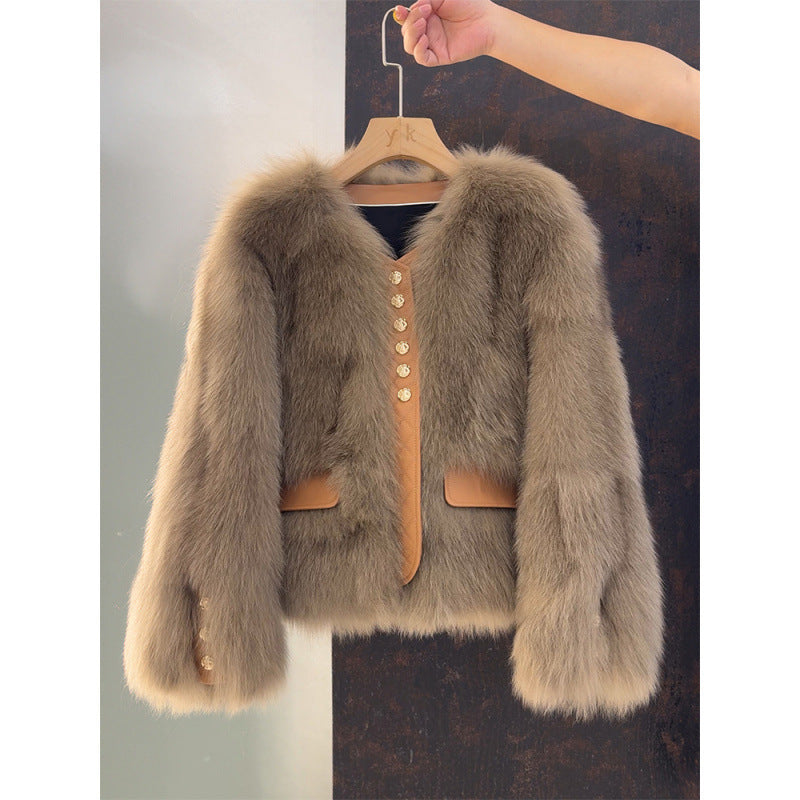 Carlota | Chaqueta Corta Efecto Pelo con Cuello Amplio
