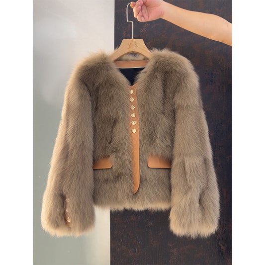 Carlota | Chaqueta Corta Efecto Pelo con Cuello Amplio