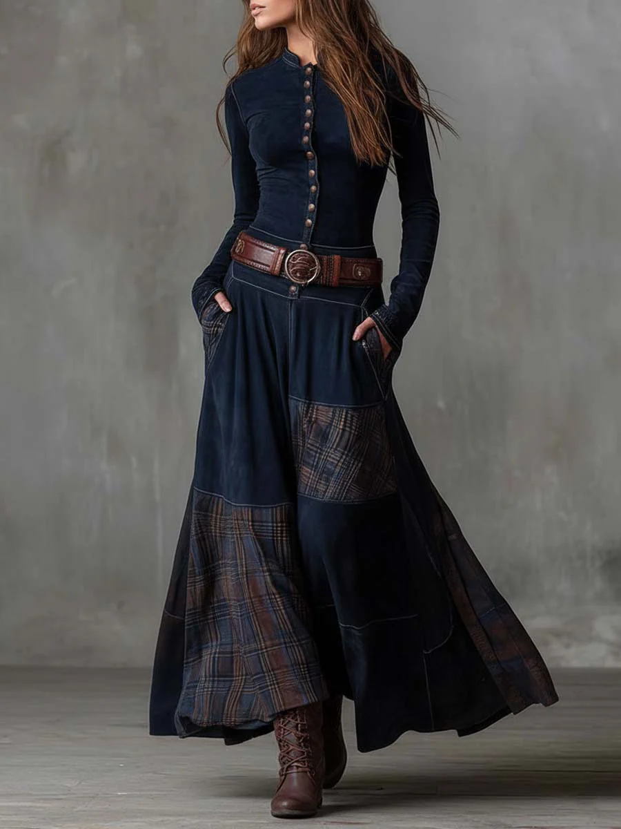 Sonsoles | Vestido Largo Boho Efecto Ante con Cinturón