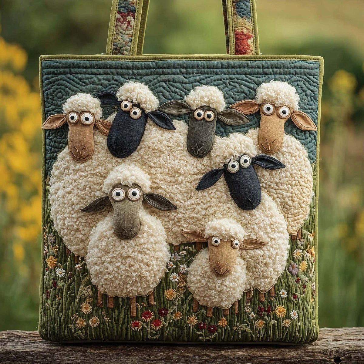 Bolso tote acolchado con ovejitas